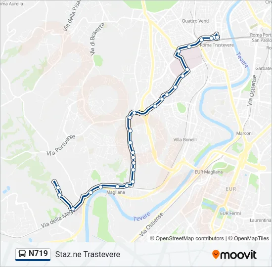 N719 Bus Line Map
