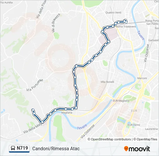 N719 Bus Line Map