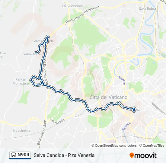 N904 Bus Line Map