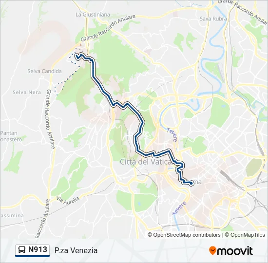N913 Bus Line Map
