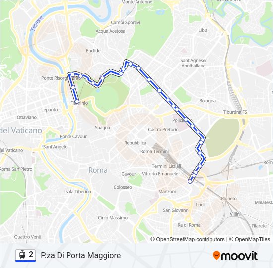 Percorso linea tram 2