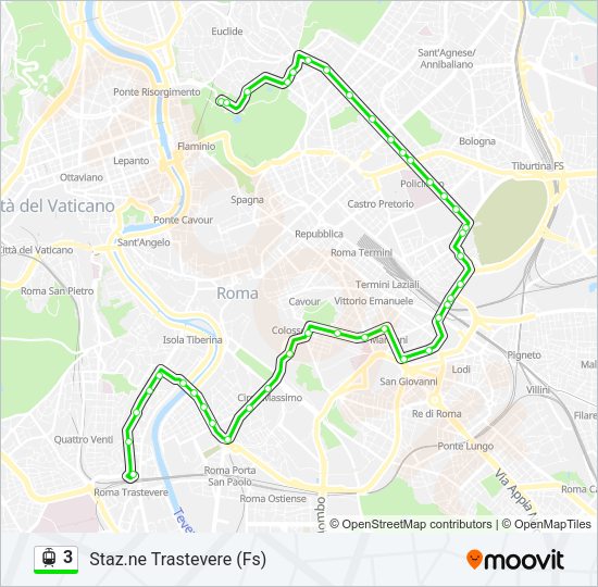 Percorso linea tram 3