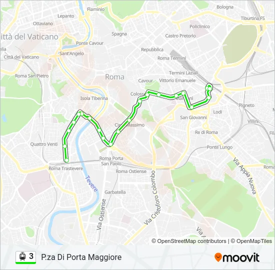 Percorso linea tram 3