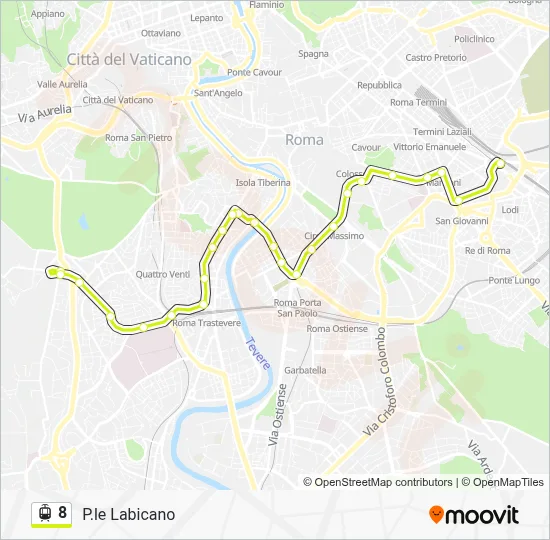 Percorso linea tram 8