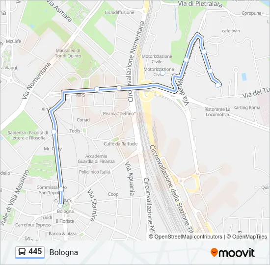 445 Bus Line Map