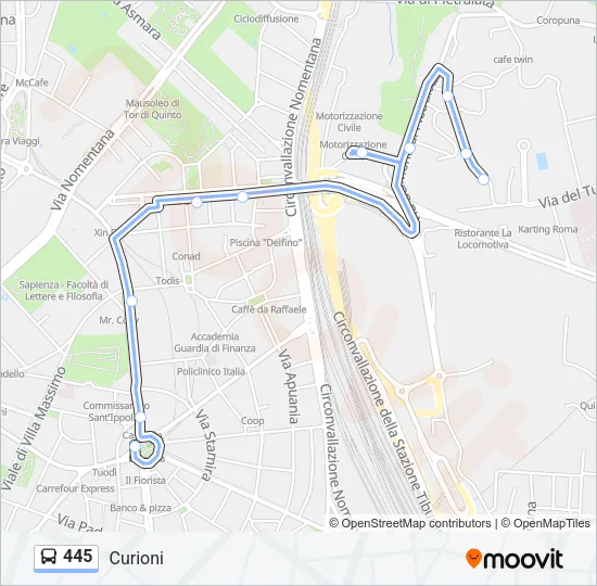 445 Bus Line Map