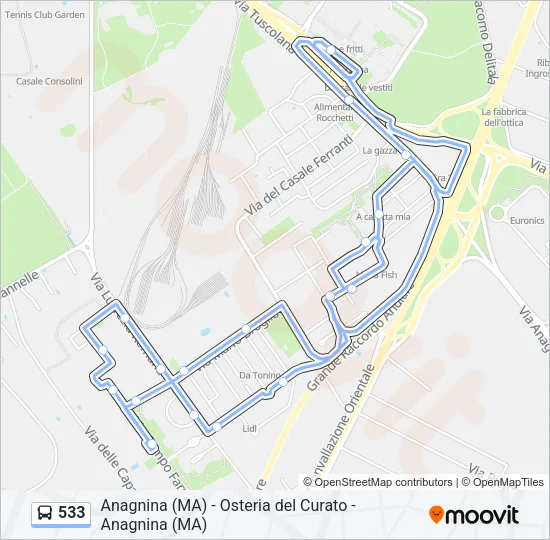 533 Bus Line Map
