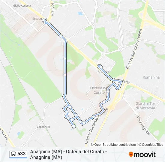 533 Bus Line Map