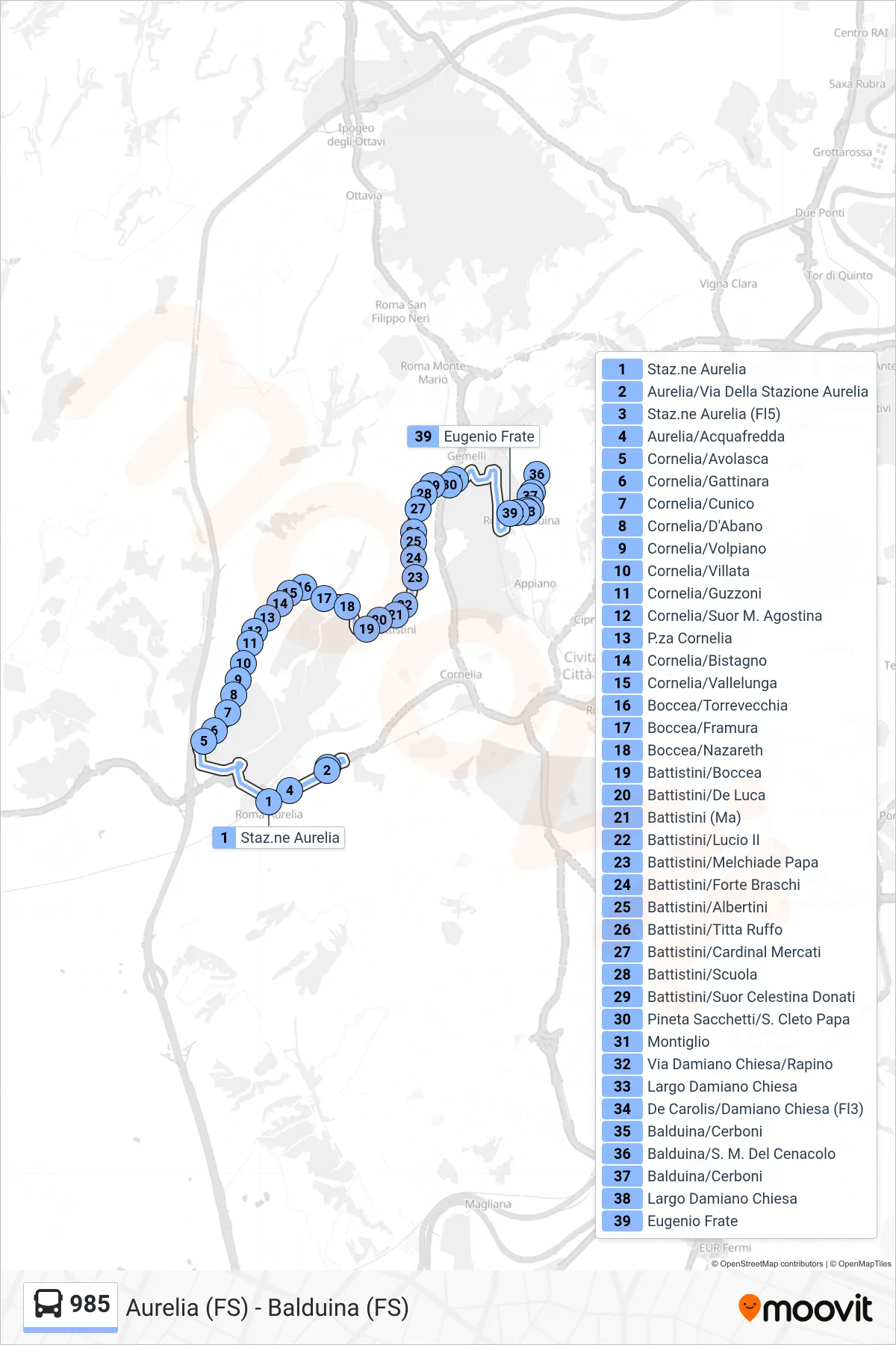 Linea 985 bus (Eugenio Frate) - Percorsi e fermate sulla mappa