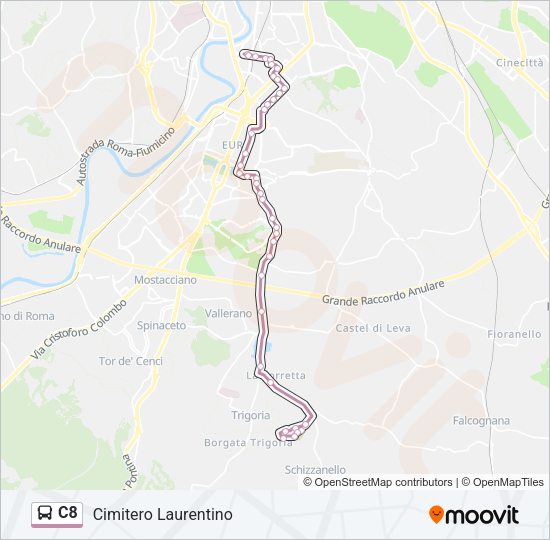 C8 Bus Line Map