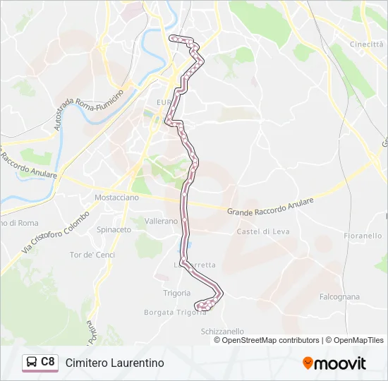 C8 Bus Line Map