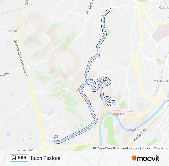 Percorso linea bus 889