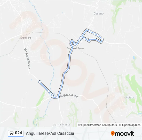 Percorso linea bus 024