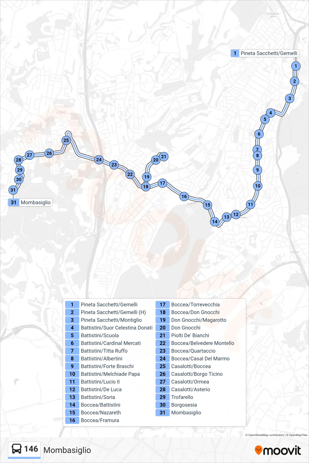 Linea 146 bus (Mombasiglio) - Percorsi e fermate sulla mappa