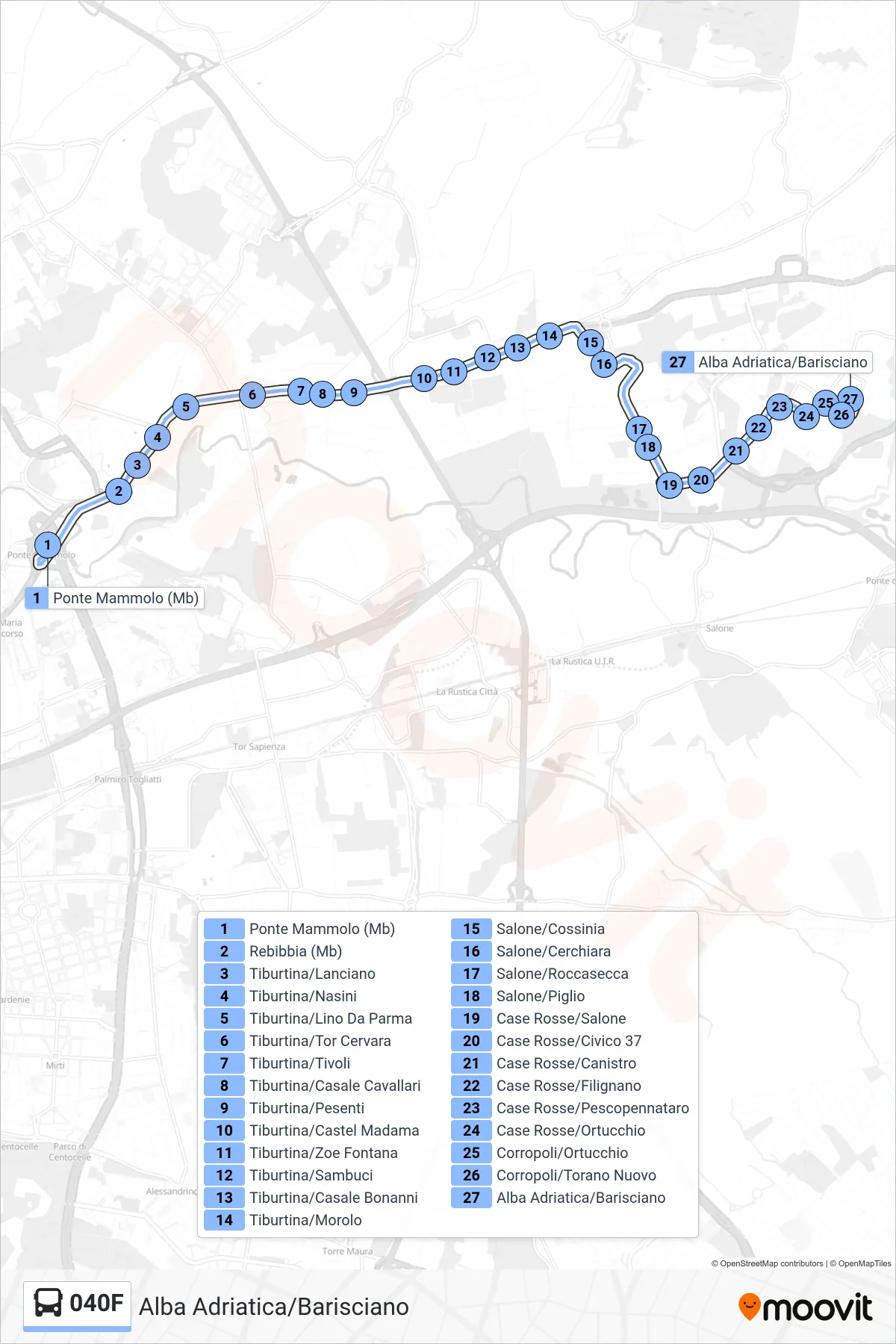 Linea 040F bus (Alba Adriatica/Barisciano) - Percorsi e fermate sulla mappa