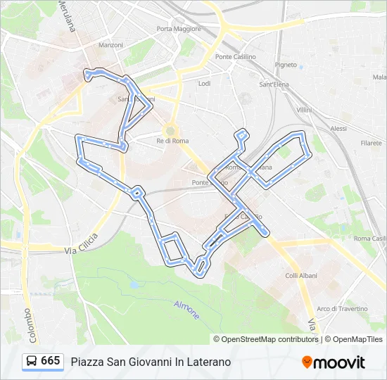 665 Bus Line Map