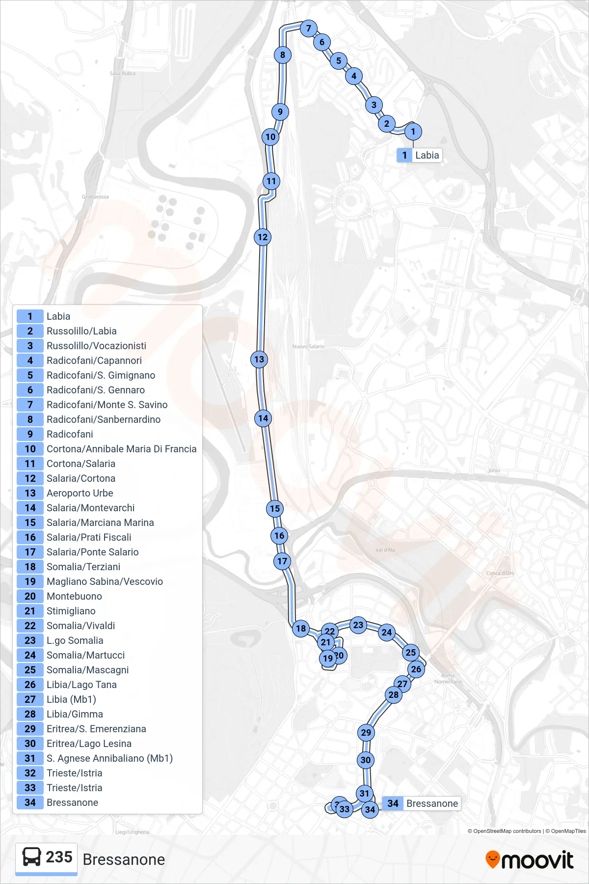 Linea 235 bus (Bressanone) - Percorsi e fermate sulla mappa