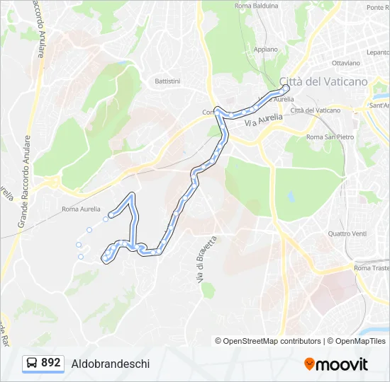 892 Bus Line Map