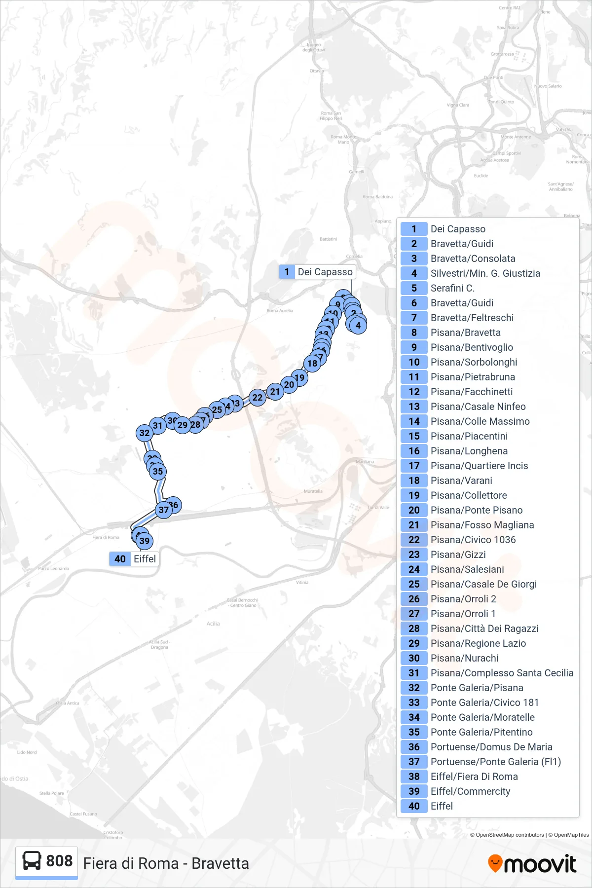 Linea 808 bus (Eiffel) - Percorsi e fermate sulla mappa
