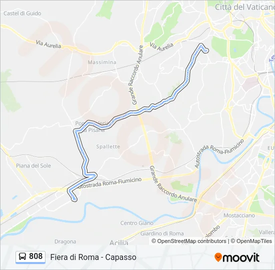 Percorso linea bus 808