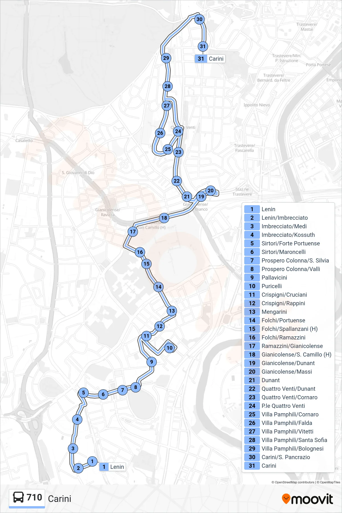 Linea 710 bus (Carini) - Percorsi e fermate sulla mappa