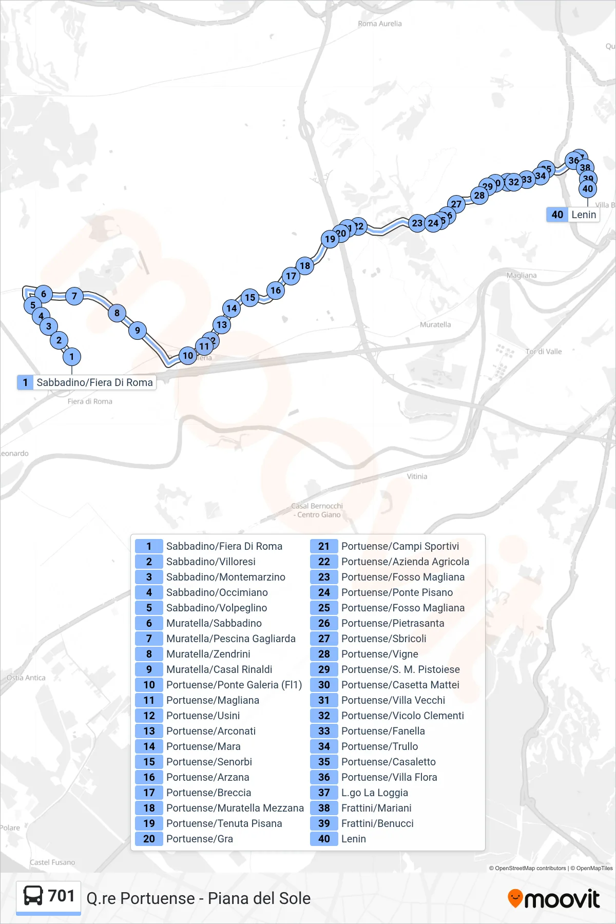 Linea 701 bus (Lenin) - Percorsi e fermate sulla mappa