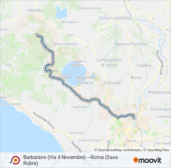 Percorso linea bus COTRAL