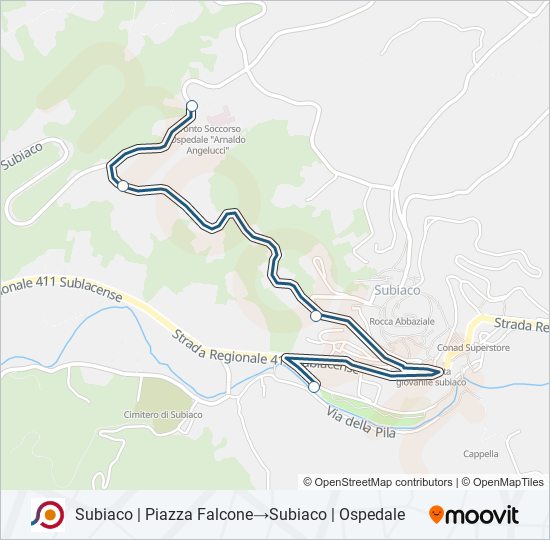 Percorso linea bus COTRAL