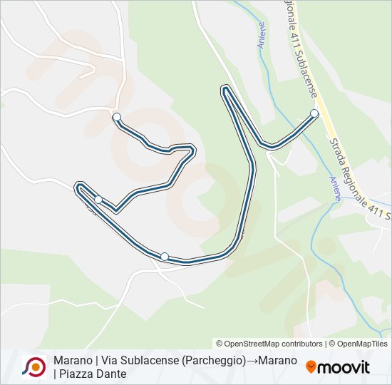 Percorso linea bus COTRAL