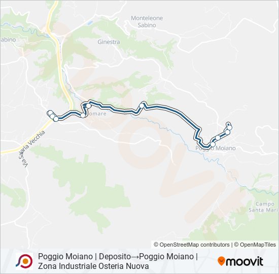 Percorso linea bus COTRAL