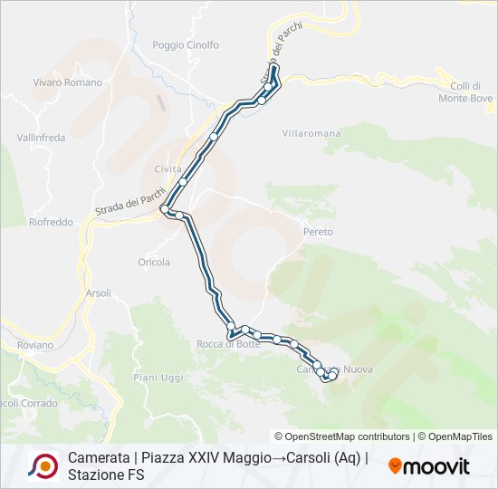 Percorso linea bus COTRAL