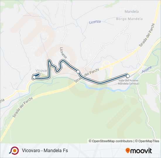 Percorso linea bus COTRAL