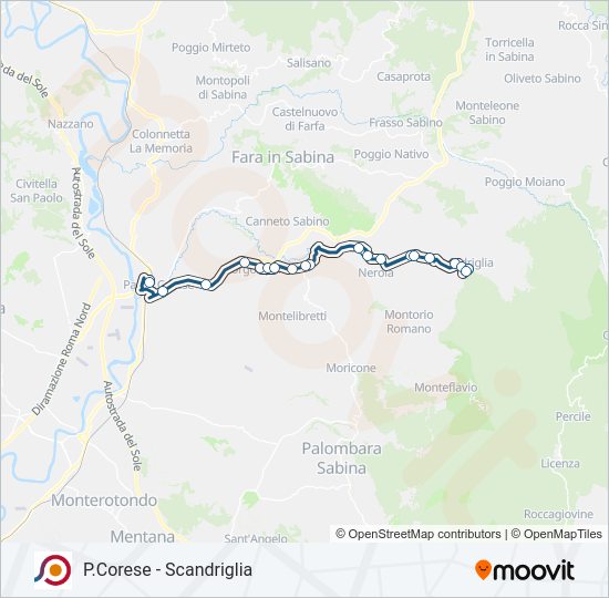 Percorso linea bus COTRAL