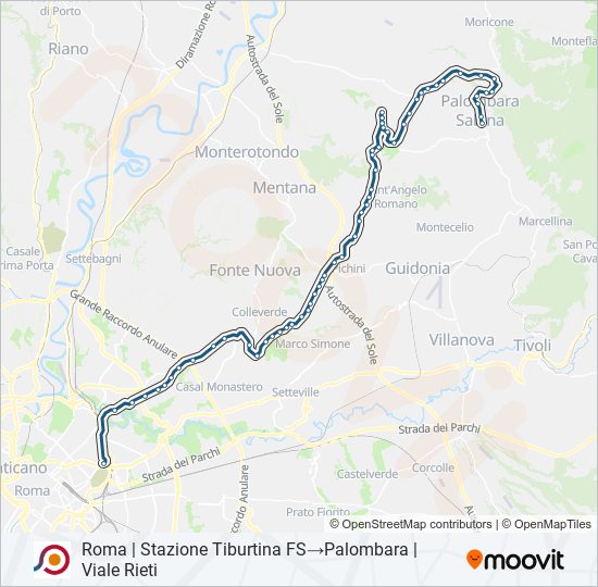 Percorso linea bus COTRAL