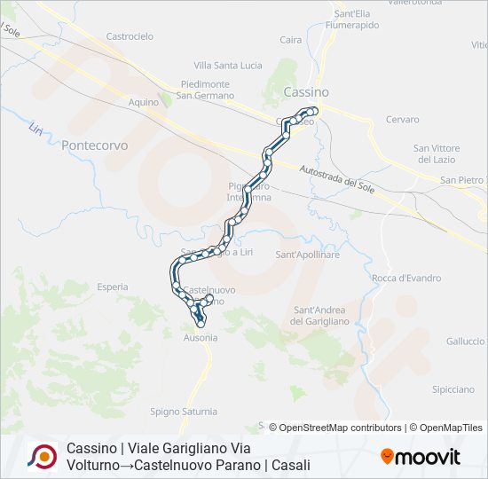 Percorso linea bus COTRAL