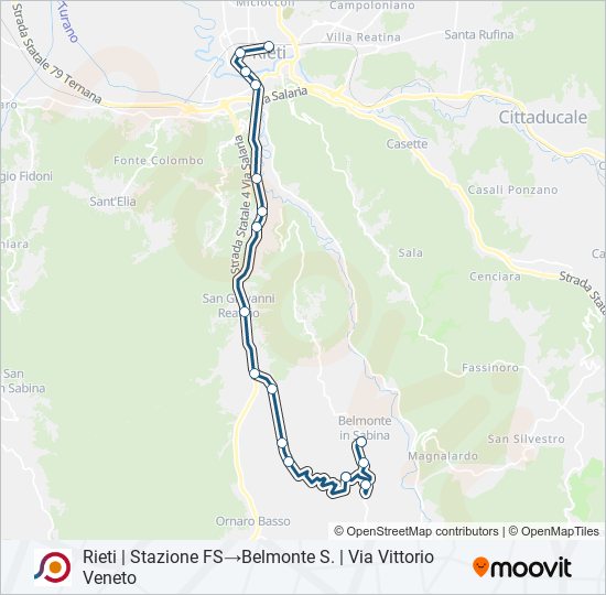 Percorso linea bus COTRAL