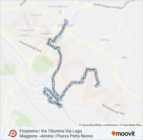 Percorso linea bus COTRAL