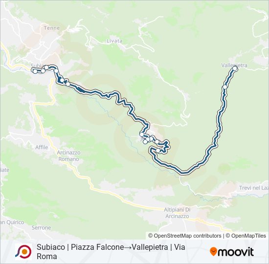 Percorso linea bus COTRAL