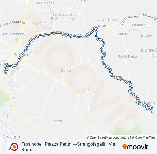 Percorso linea bus COTRAL