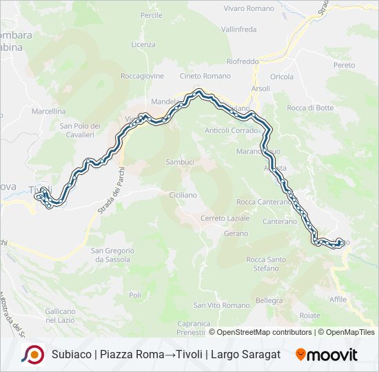 Percorso linea bus COTRAL