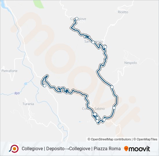 Percorso linea bus COTRAL