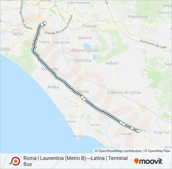 Percorso linea bus COTRAL