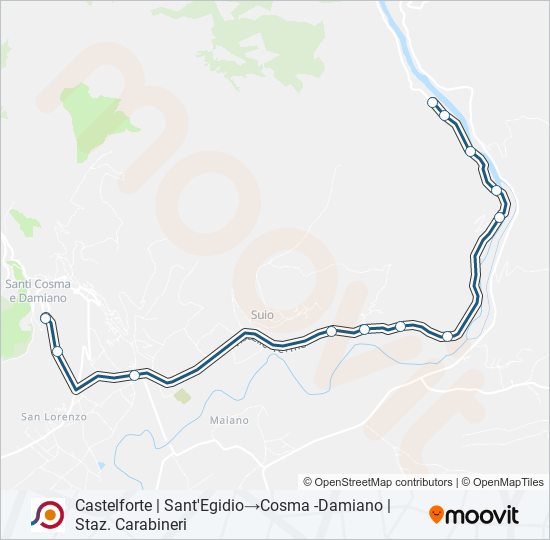 Percorso linea bus COTRAL