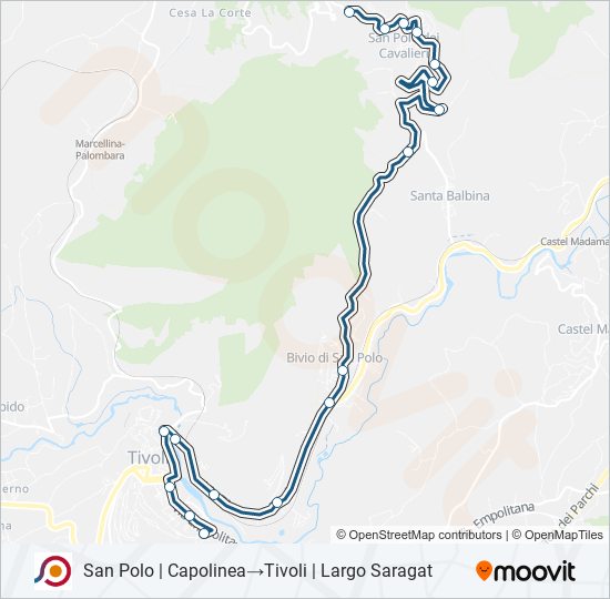 Percorso linea bus COTRAL