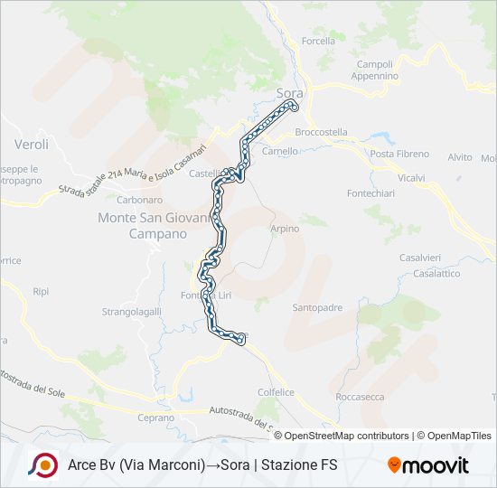 Percorso linea bus COTRAL