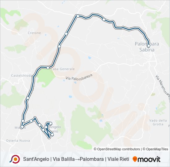 Percorso linea bus COTRAL