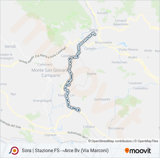 Percorso linea bus COTRAL