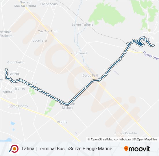 Percorso linea bus COTRAL