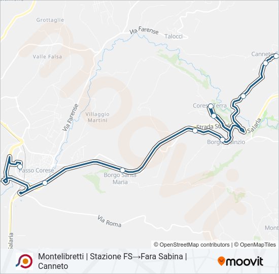 Percorso linea bus COTRAL