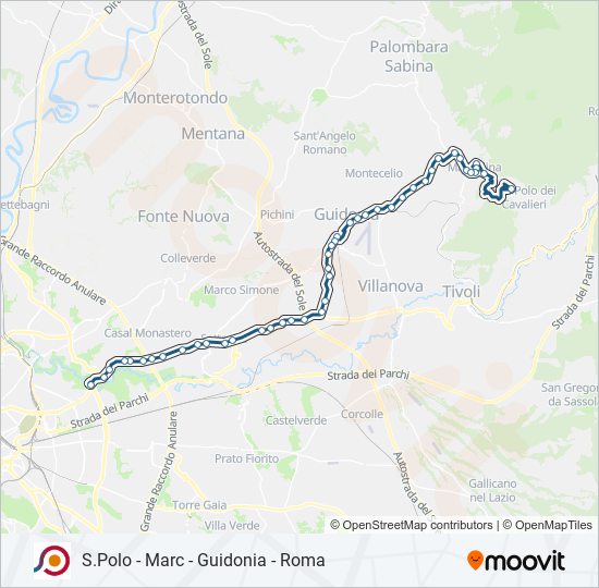 Percorso linea bus COTRAL